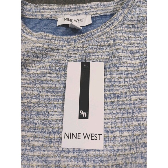 Nine West Textured Knit Sweater Sky/White Combo Size Large NWT - Picture 15 of 16